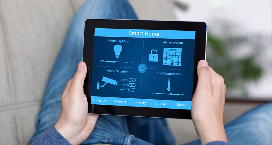 The ability to access and control security components from a mobile device is one of the top smart home trends in Sacramento. Close-up of smart home security app.